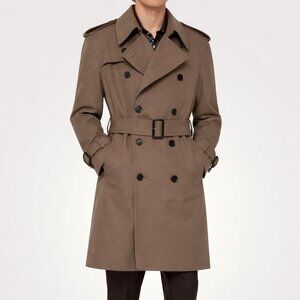 Burberry Men's Cashmere Wool Mid-Length Belted Coat Sz XL